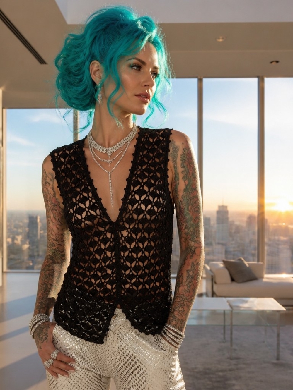 Chaus Black Crochet V-Neck Sleeveless Camisole